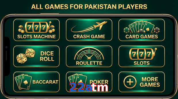 Main screen of 22Atm games page for PK players