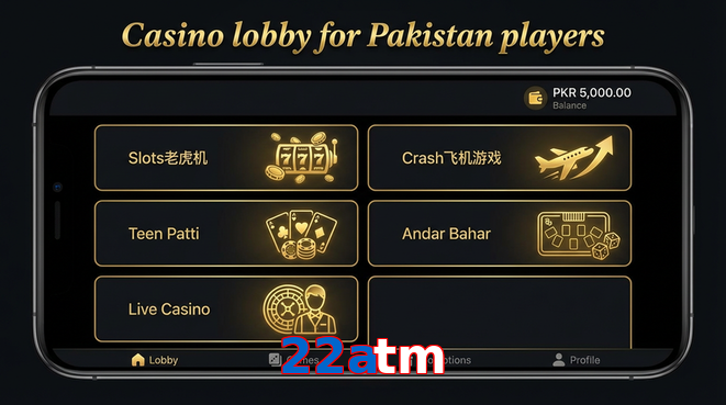 Lobby view of 22Atm for Pakistan users